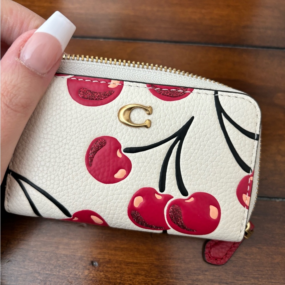 Coach Cherry Print Card Case Wallet